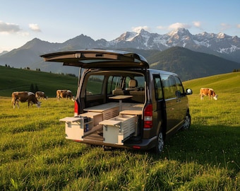 Camping box, universal camping box for vans and buses with a 120x200cm loading area