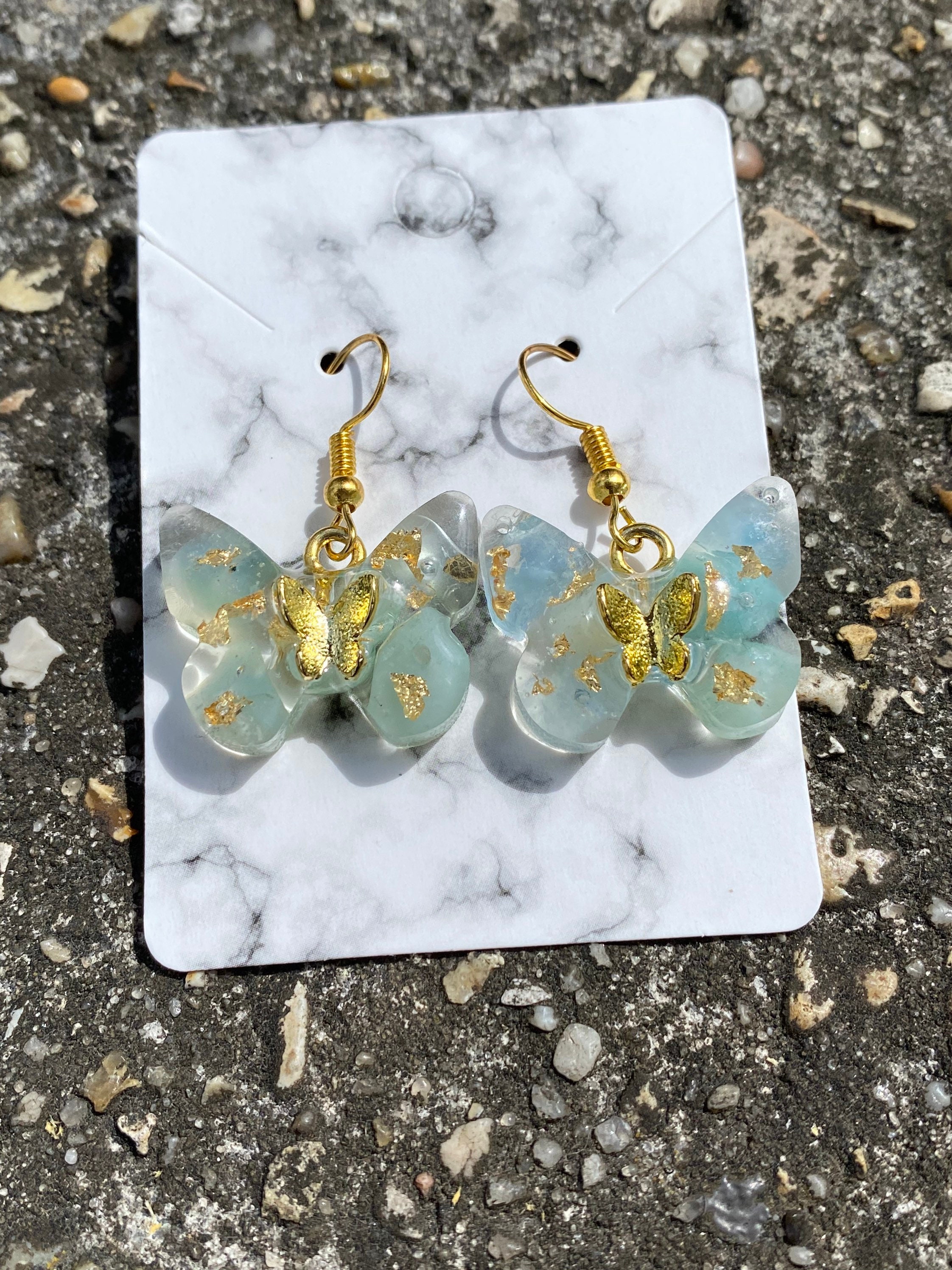 CUSTOM resin butterfly earrings Etsy