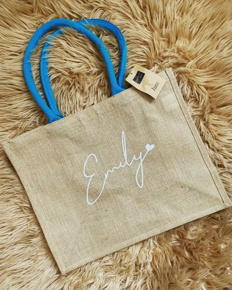 Personalised Jute Shopping Groceries Tote Handbag Supermarket Mothers Day Birthday Brown Bag Picnic Mummy Gift Present Special Resuable