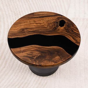 Modern 19-Inch Round Resin Tabletop – Handcrafted Epoxy Art | Lumber Grand