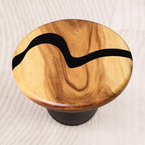 ROUND Black Epoxy River Coffee Table, Custom DIY Epoxy Table 15 Inches, Handcrafted Live Edge Epoxy Table | Lumber Grand