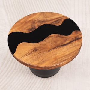 ROUND Handcrafted Epoxy Resin Table Top 19 Inches, Unique Resin Art Table for Any Space | Lumber Grand