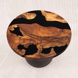 ROUND Stylish Handcrafted Epoxy River Table Top 23 Inches, Premium Resin Wood Table | Lumber Grand