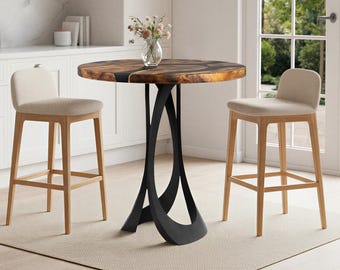 Bar Table with Manta 40" H x 16.5'' W Steel Table Base for Tall Modern Epoxy, Side Table or Live Edge Wood Top | Lumber Grand