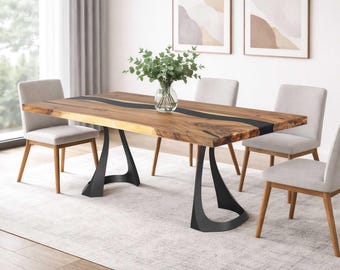 Dining Table with Fello 28.5" H x 12'' W Metal Table Legs for Rectangle Top – Minimalist Industrial Style for Modern Home | Lumber Grand