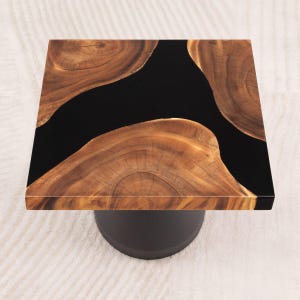SQUARE Unique Epoxy Wood Table Top 19 Inches, Luxury Handmade Coffee Table | Lumber Grand