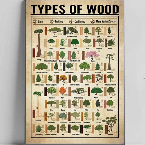 Types of Wood Wall Art Poster No Frame Wood Knowledge Poster Etsy