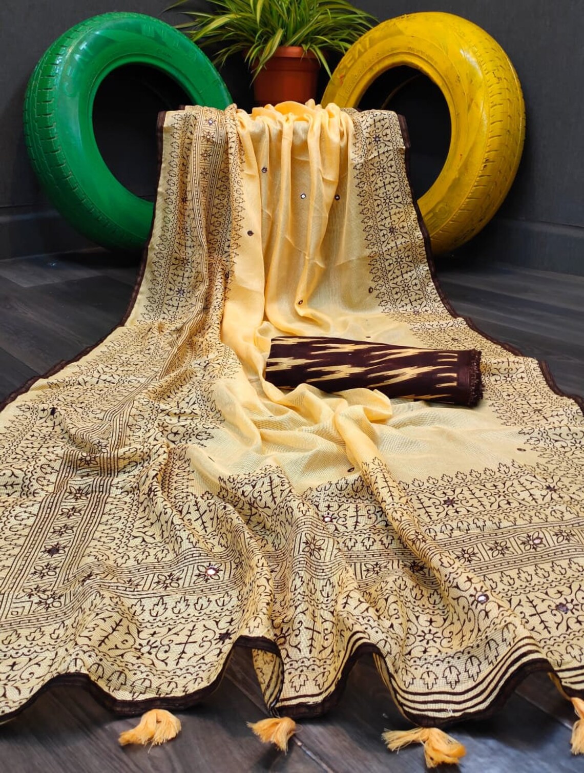 Jute Silk Beautiful Pattern Saree for women Etsy