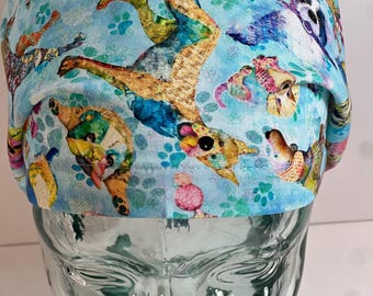 Dogs abstract euro style scrub hat