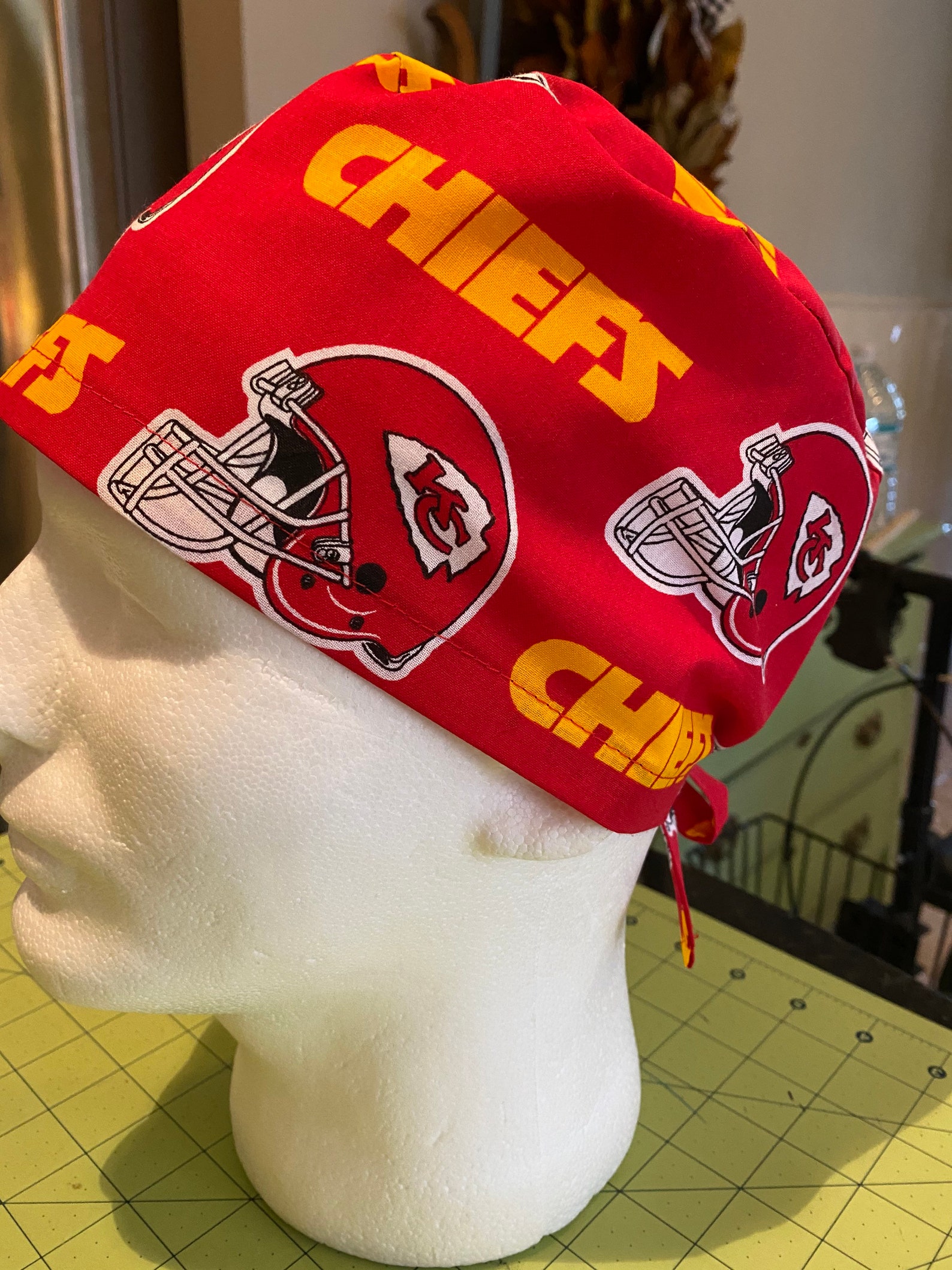 Kansas City Chiefs Unisex Tie Back Scrub Chemo Biker or Chef Etsy