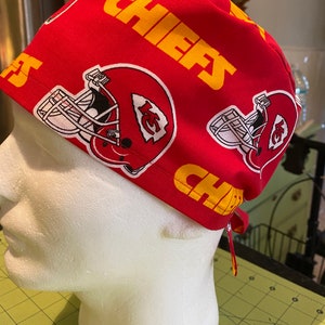Kansas City Chiefs unisex tie back scrub, chemo, biker or chef hat