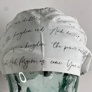 The Lords Prayer euro style scrub cap. Catholic, CRNA, anesthesia, radiology, respiratory, laboratory, nurse, doctor, chemo.
