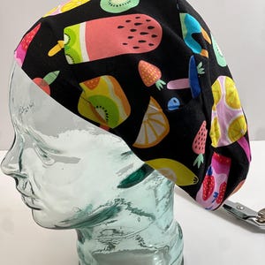 Alexander Henry Frozen Popsicle euro style scrub hat, chemo, biker or chef hat.