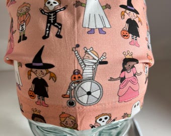 Trick or treaters  euro style scrub hat. Anesthesia, surgeon, radiology, CRNA, circulator, scrub tech.