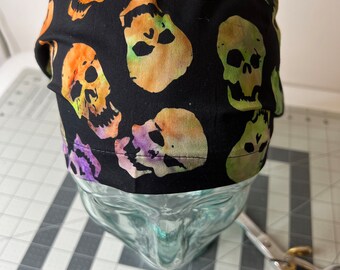 batik skull euro style scrub/chemo hat