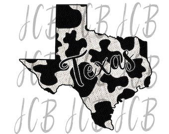 Texas State Cow Print Farm Girl Country Sublimation PNG File