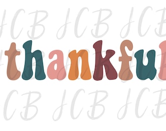 Thankful PNG, Thanksgiving PNG, Retro thankful for sublimation