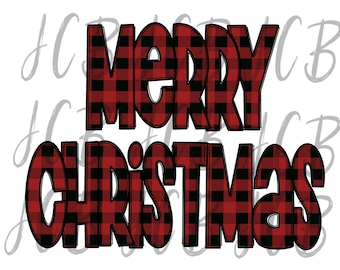Merry Christmas Buffalo Plaid PNG File Hand Drawn