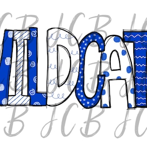 Hand drawn, Blue Wildcats PNG File