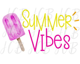 Plik PNG z napisem Summer Vibes Popsicle na letnią koszulkę dla dziewcząt