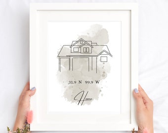 Custom house line drawing, Custom Illustration, Digital Art, Line Art, House Art, House Drawing, Home Drawing