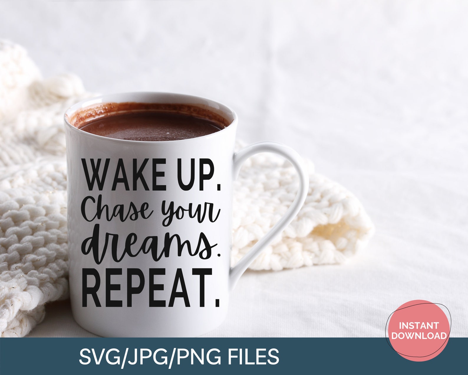 Motivational Quote Wake Up. Chase your dreams. Repeat Etsy