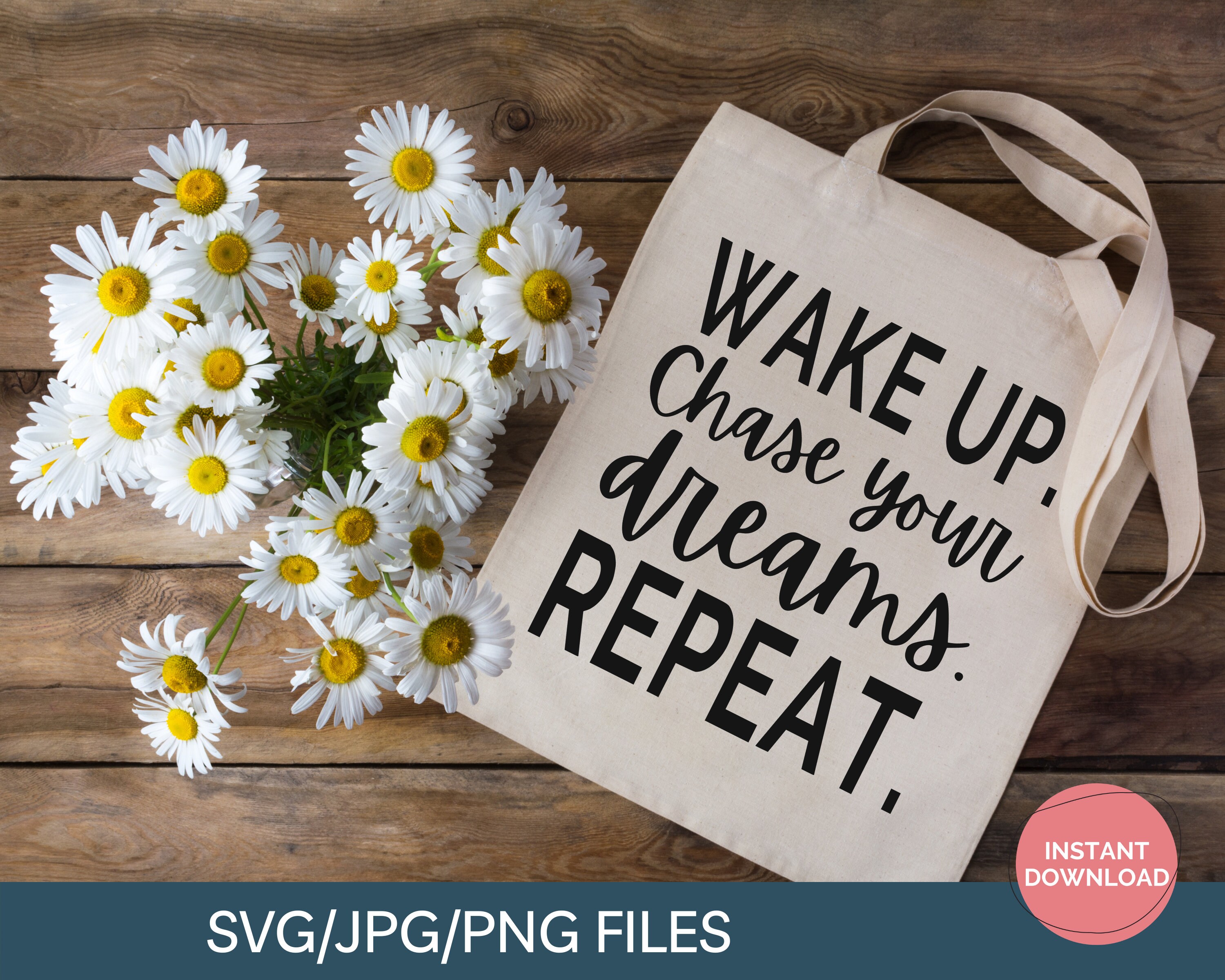 Motivational Quote Wake Up. Chase your dreams. Repeat Etsy