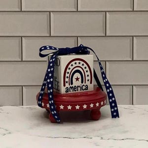Patriotic Tiered Tray Block and Mini Riser, 4th of July/Patriotic Tiered Tray Decor, Mini Pedestals, Mini Wood Risers, Tiered Tray Pedestal