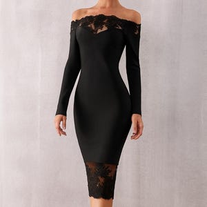 Knee Length Black Cocktail Dress