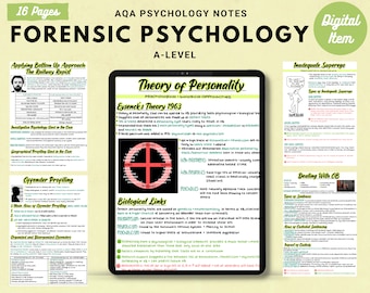 AQA A-level Psychology full handwritten printable notes:  FORENSIC PSYCHOLOGY