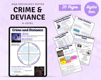 AQA A-level Sociology notes: Crime and Deviance White background printable