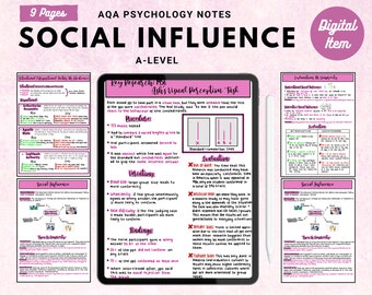 AQA A-level Psychology full handwritten printable notes:  SOCIAL INFLUENCE