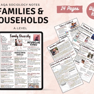 Notes de sociologie du niveau A AQA : familles et ménages Fond blanc imprimable