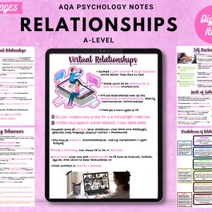 Notes imprimables manuscrites complètes de niveau A en psychologie AQA : RELATIONS