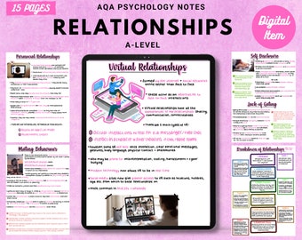 AQA A-level Psychology full handwritten printable notes:  RELATIONSHIPS
