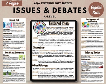 AQA A-level Psychology full handwritten printable notes:  ISSUES & DEBATES