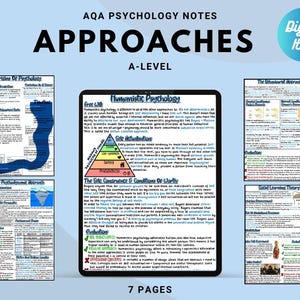 Notes imprimables manuscrites complètes de niveau A en psychologie AQA : APPROCHES