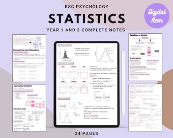 Bsc Psychology complete notes: YEAR 1 & 2 STATISTICS