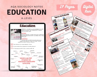 AQA A-level Sociology notes: EDUCATION white background printable