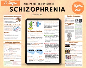 AQA A-level Psychology full handwritten printable notes:  SCHIZOPHRENIA