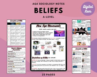 AQA A-level Sociology notes: BELIEFS White background printable