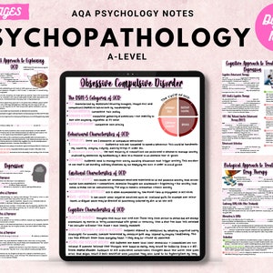Notes imprimables manuscrites complètes de niveau A en psychologie AQA : PSYCHOPATHOLOGIE