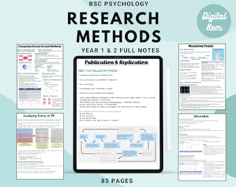 Bsc Psychology complete notes: YEAR 1 & 2 RESEARCH METHODS