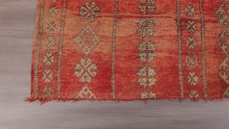 Vintage Moroccan rug - Red Boujaad rug - Berber Carpet - Handmade rug - Funky rug - Large Area rug - Morrocan rug 7x12 - Shag rug - 70s rug image 9