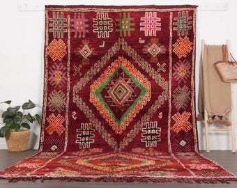 Purple Moroccan rug - Vintage Boujaad rug - Berber Carpet - Handmade rug - Funky rug - Large Area rug - Morrocan rug 7x13 - Shag rug