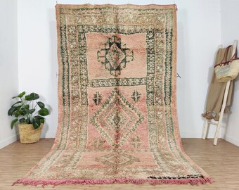 Pink Moroccan rug, Vintage Boujaad rug 6x10 FT