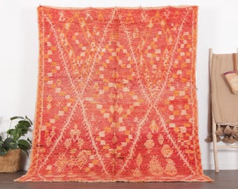 Alfombra marroquí Boujaad roja vintage – Alfombra bereber de lana tejida a mano