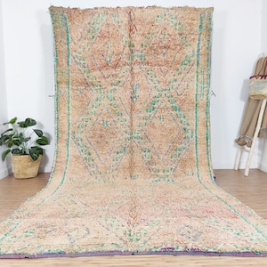 Alfombra marroquí vintage - Alfombra bereber - Alfombra Peach Boujaad - Alfombra de sala de estar - Teppich bereber - Alfombra hecha a mano - Alfombra marroquí 6x12 - Alfombra Boho