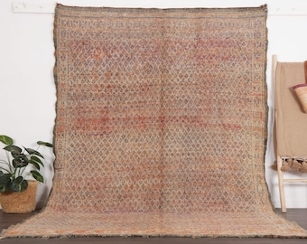 Peach Moroccan rug, Beni mguild rug 7x10 FT