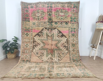 Vintage Moroccan rug - Peach Boujaad rug - Berber rug - Morrocan rug 6x10 - Woven rug - Shag rug - Berber Teppich - Colorful rug - 70s rug